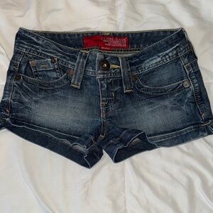 Guess Blue Jean Shorts Distressed Cuffed